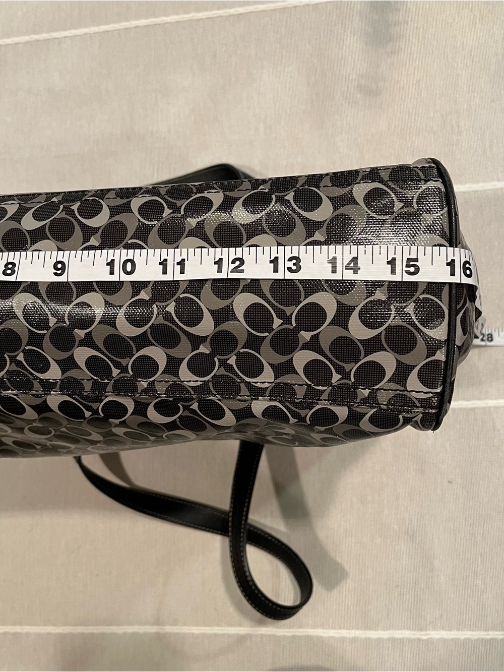 Coach Chelsea Black Grey Signature Coated Canvas Tote F17177 - Picture 12 of 15